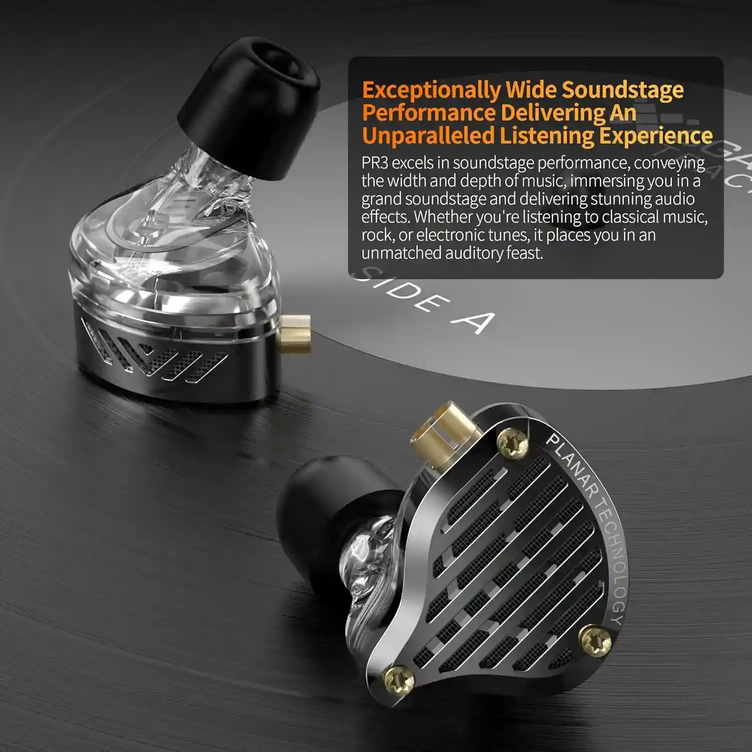 KZ PR3 HiFi earphones with silver-plated cable